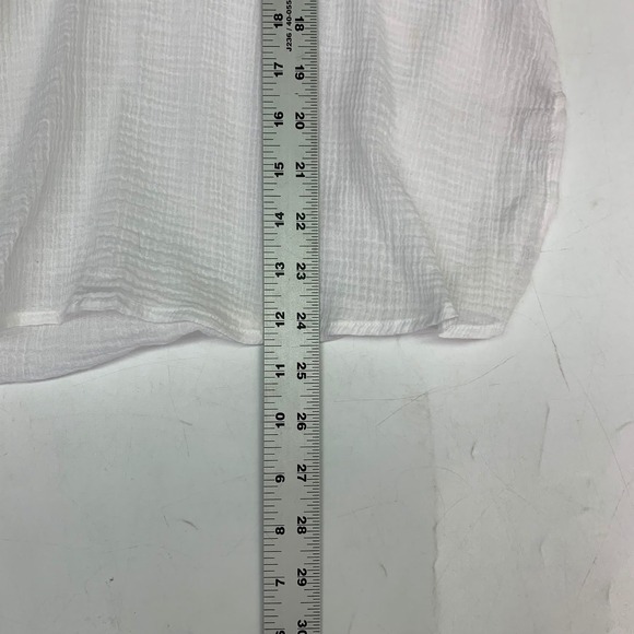Tommy Bahama White Linen Blend Gauze Roll Tab Sleeve V Neck Tunic Top S - Picture 12 of 12
